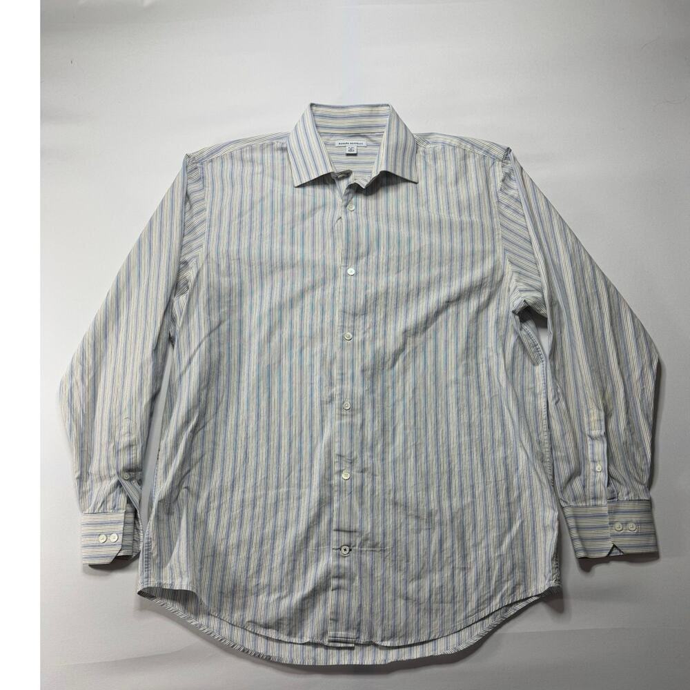 Banana Republic‎ Men's Long Sleeve Blue Stripe Button Up Shirt Size L (16-16.5)*